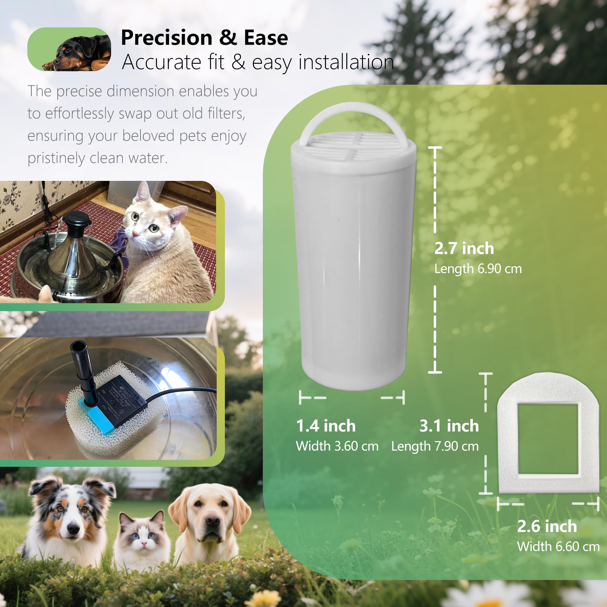 4+4 Pack Premium Cat and Dog Water Fountain Carbon Filters Compatible with PetSafe Drinkwell 360 Multi-Pet Stainless Steel & Plastic Pet Fountains(128oz/3.8L) with Replacement Foam Filter - image 2