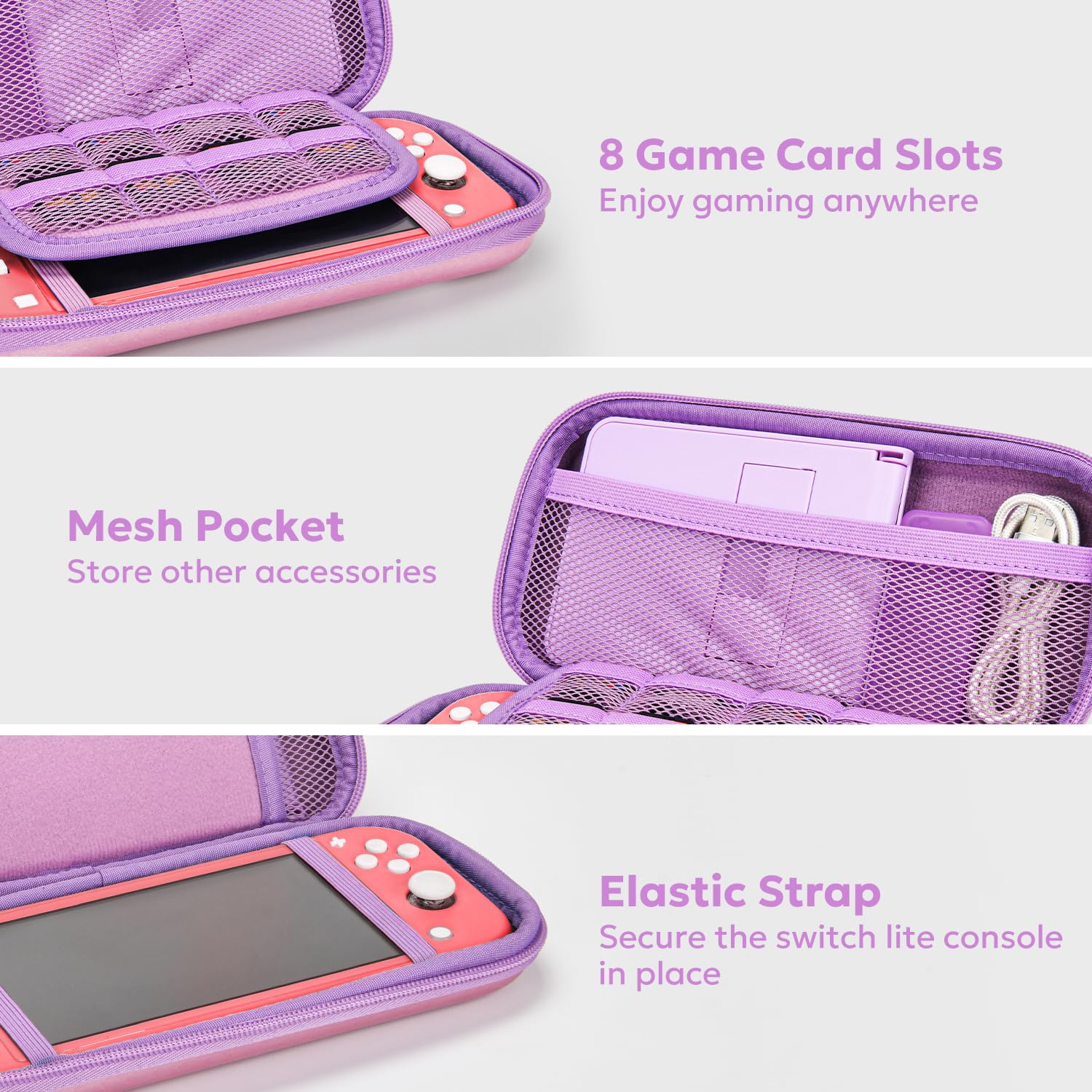 Borsa per Switch Lite, innoAura Pacchetti Accessori per Switch Lite con Custodia Switch Lite, Proteggi Schermo Switch Lite, Custodia Protettiva Switch Lite Copri Pollice, Custodia Giochi (Rosa Sirena)