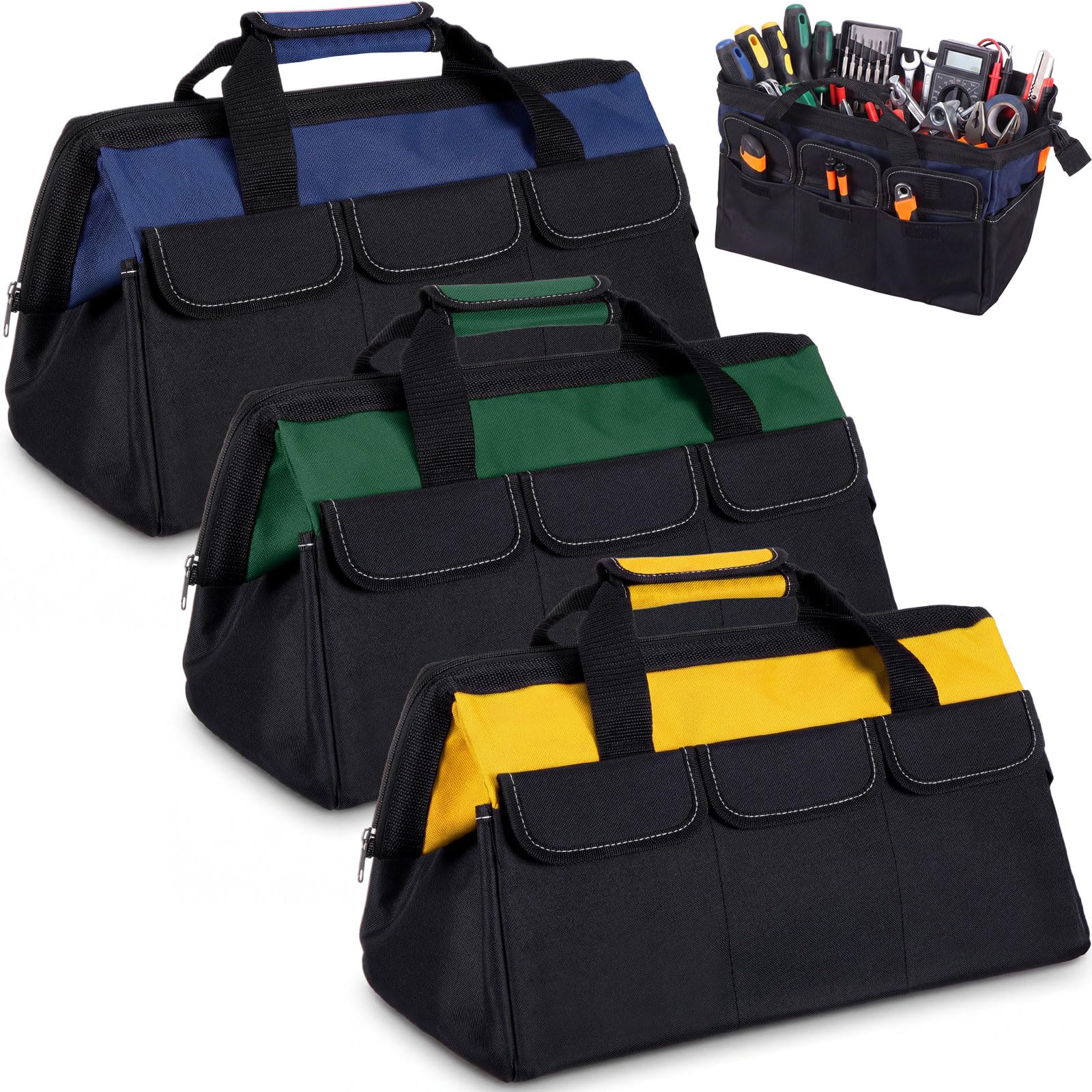 Sanwuta Tool Bags - 3 Pack, Blue, Red, Yellow -20 Sanwuta Tool Bags - 3 Pack, Blue, Red, Yellow -20