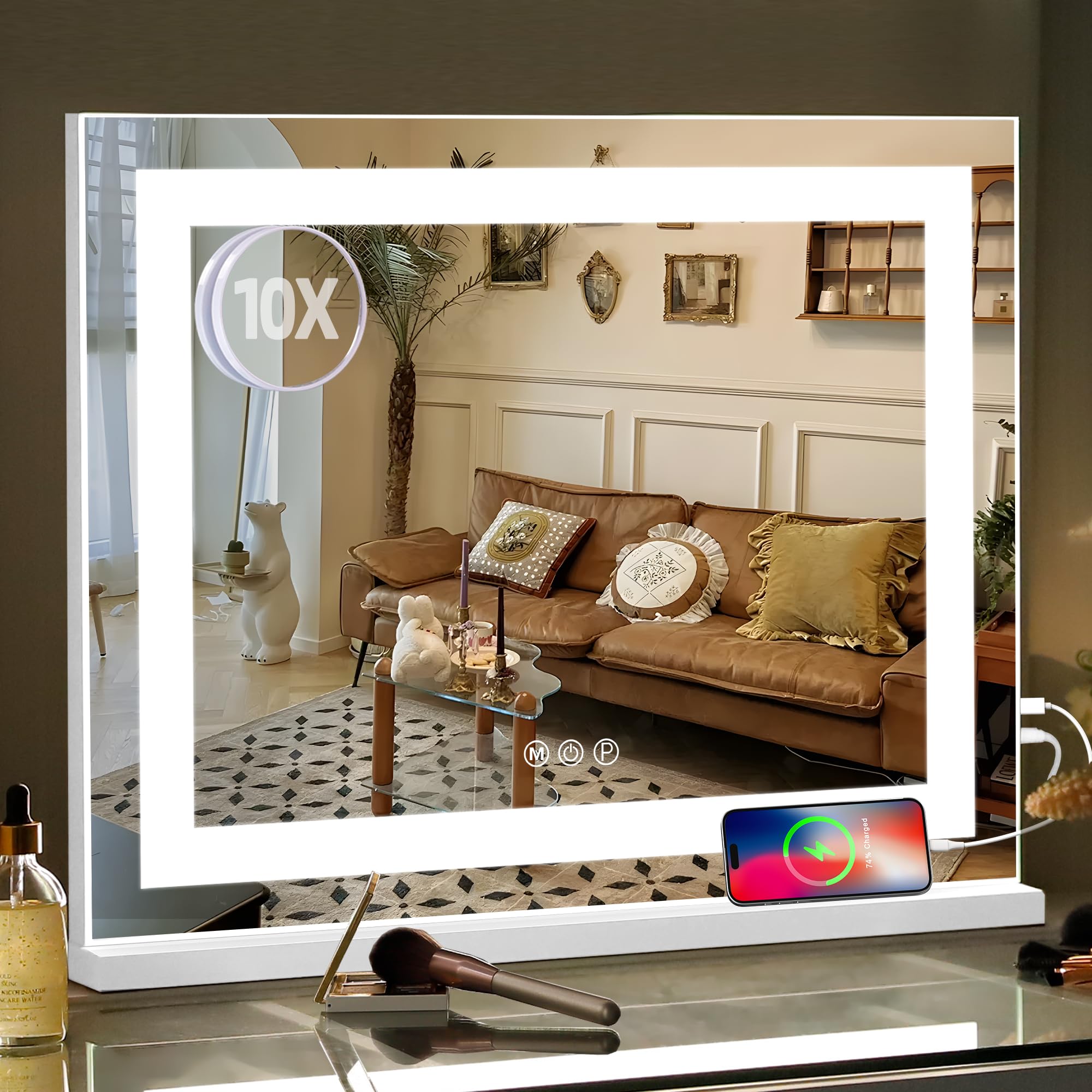 Amazon.co.jp: Hansong 女優ミラー ハリウッドミラー 化粧鏡 壁掛け  