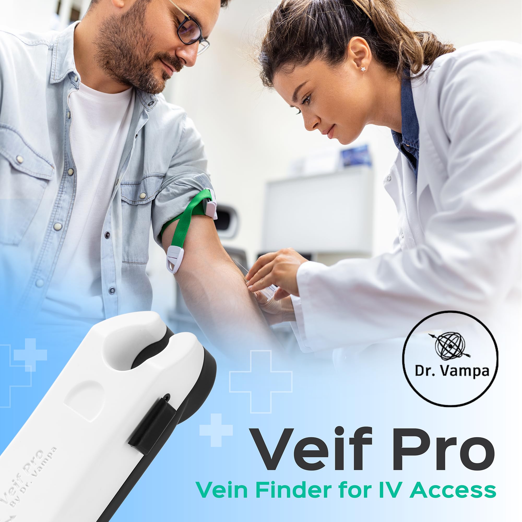 Veif Pro – Tragbares und wiederaufladbares Venenzugangsgerät für EMTs, Krankenschwestern und Sanitäter zur Durchführung von IV-Zugang, Weiß