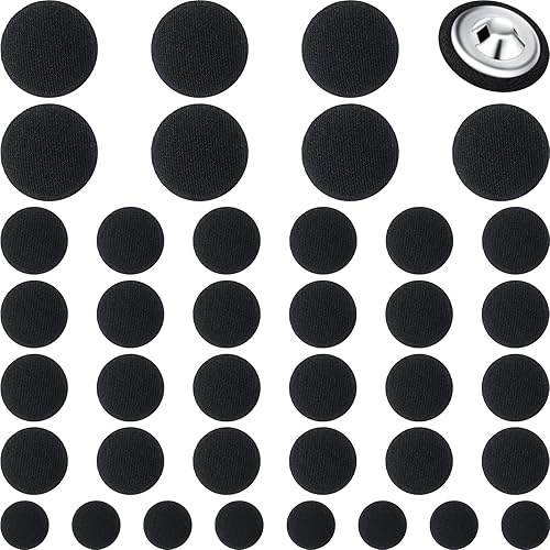 40 botones de traje de esmoquin, botones negros, incluyen 8 botones frontales de chaqueta de 0.709 in, 7/10 pulgadas, 24 botones de costura vintage