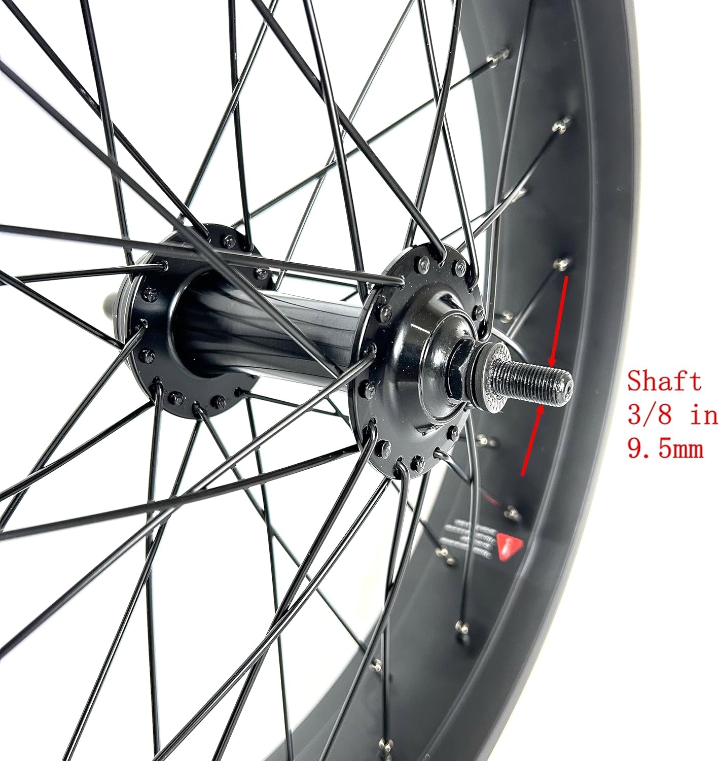 20x4.0 Front Fat Bike Wheel Bolt On Snow Bicycle 20 Inch Double Wall Double Bearing Hub 36x12G Spokes 135mm Dropout Disc Brake Electric Fatbike Front Rim Set
