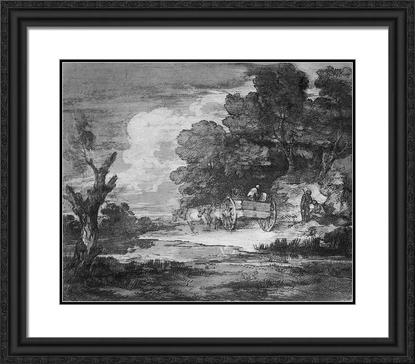 ArtDirect Gainsborough, Thomas 23x20 Gold Ornate Framed Art Print with Double Matting Titled: Landscape