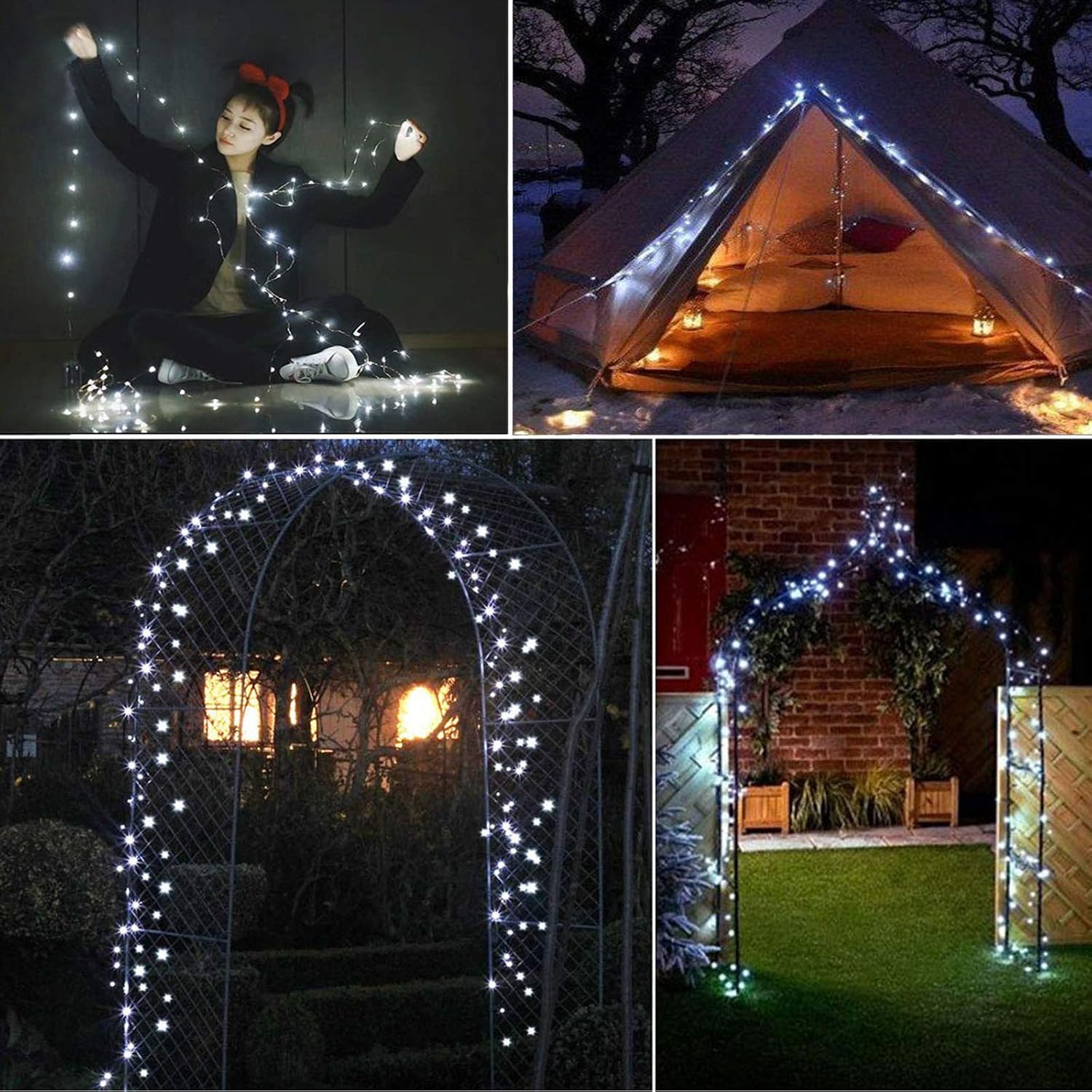 RUICHEN Silver Wire String Lights Plug in Super Long 165 Ft 500 LED Fairy Lights with Spool, Cool White