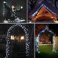 Vista 30 de RUICHEN Guirnalda de luces LED con cable plateado de 99 pies, 300 luces LED con carrete, color naranja