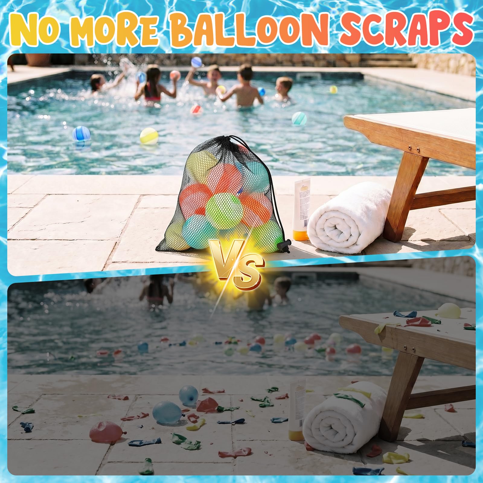 18 Stück Wiederverwendbare Wasserballons, Eine Sekunde Schnellfüller Wasserbomben Bomben Set, Einfach zu Lagern Pool Spielzeug Wasserball für Sommer, Schwimmbad, Strand, Garten, im Freien