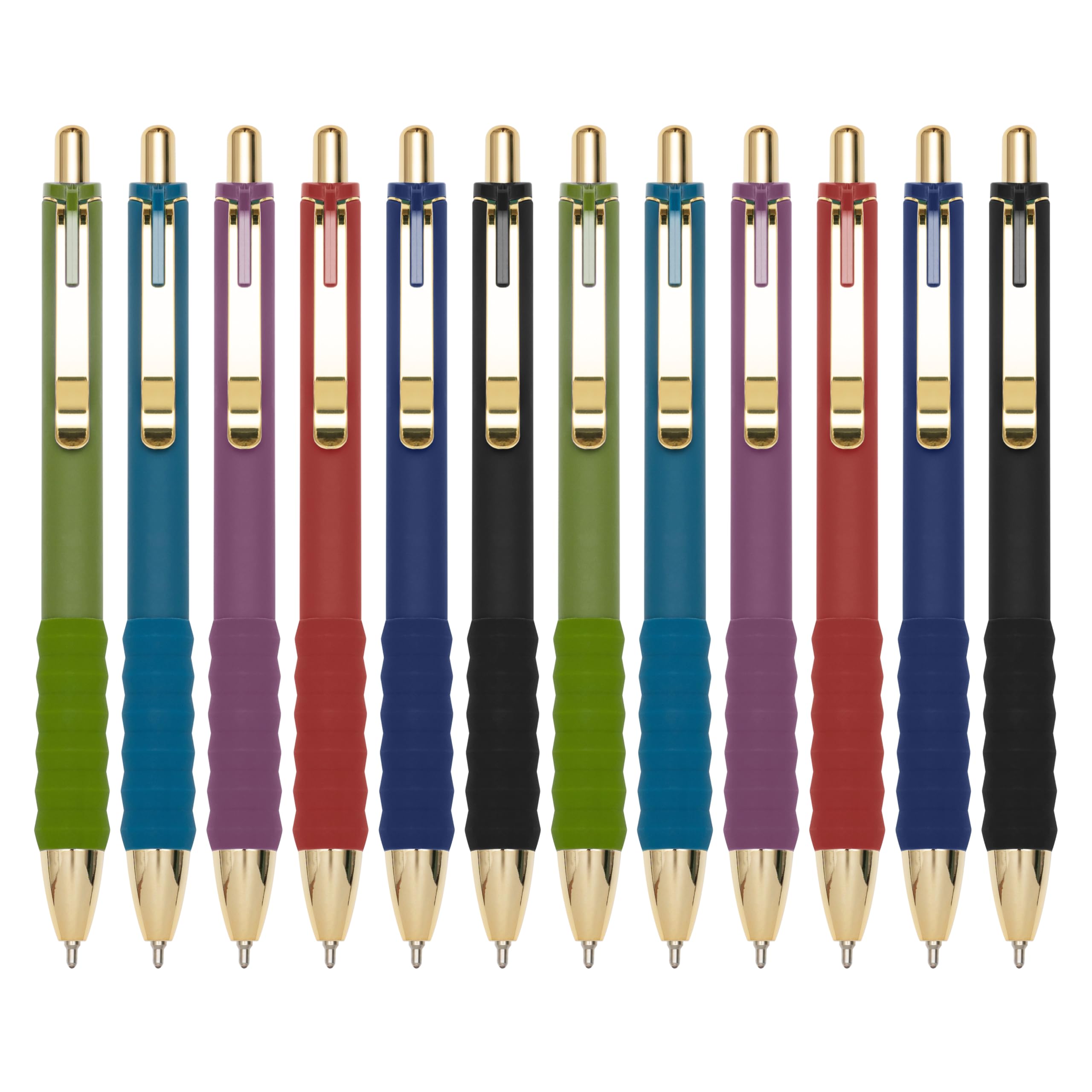 Linbsunne Ballpoint Pens Black Medium Point 1mm Pen with Super Soft Grip Ball Point Pen for Men Women Retractable Pens (Vintage-12 pcs)