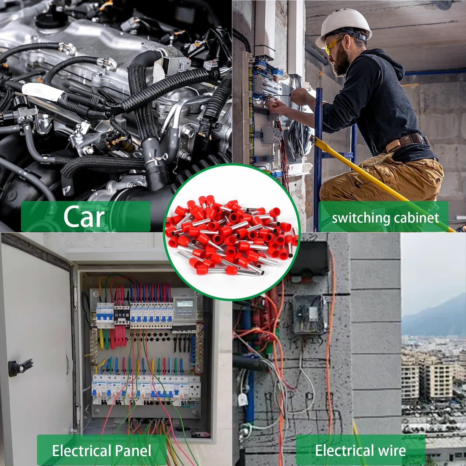200 Pièces Embouts de Sertissage 10 mm², Cosse Electrique a Sertir rouges, Cosses Electriques a Sertirs, Embout de Cablage, Connecteurs à sertir pour extrémités de câbles, connecteurs à embout