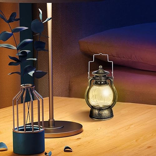 Miniatura 5 de TEHAUX 1pc Retro linterna de mano decorativa lámpara de queroseno creativa barra colgante lámpara para el hogar escena vibe iluminación (con batería)