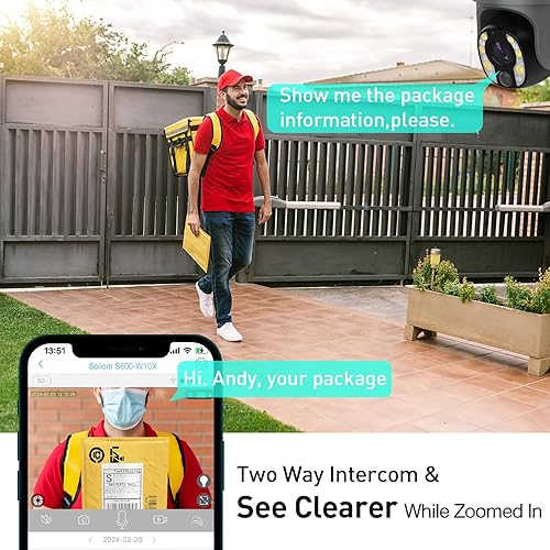 Miniatura 3 de SOLIOM Cámara de seguridad de 5 MP para exteriores con zoom óptico de 10X, cámaras de seguridad celular 4G LTE para seguridad del hogar con batería
