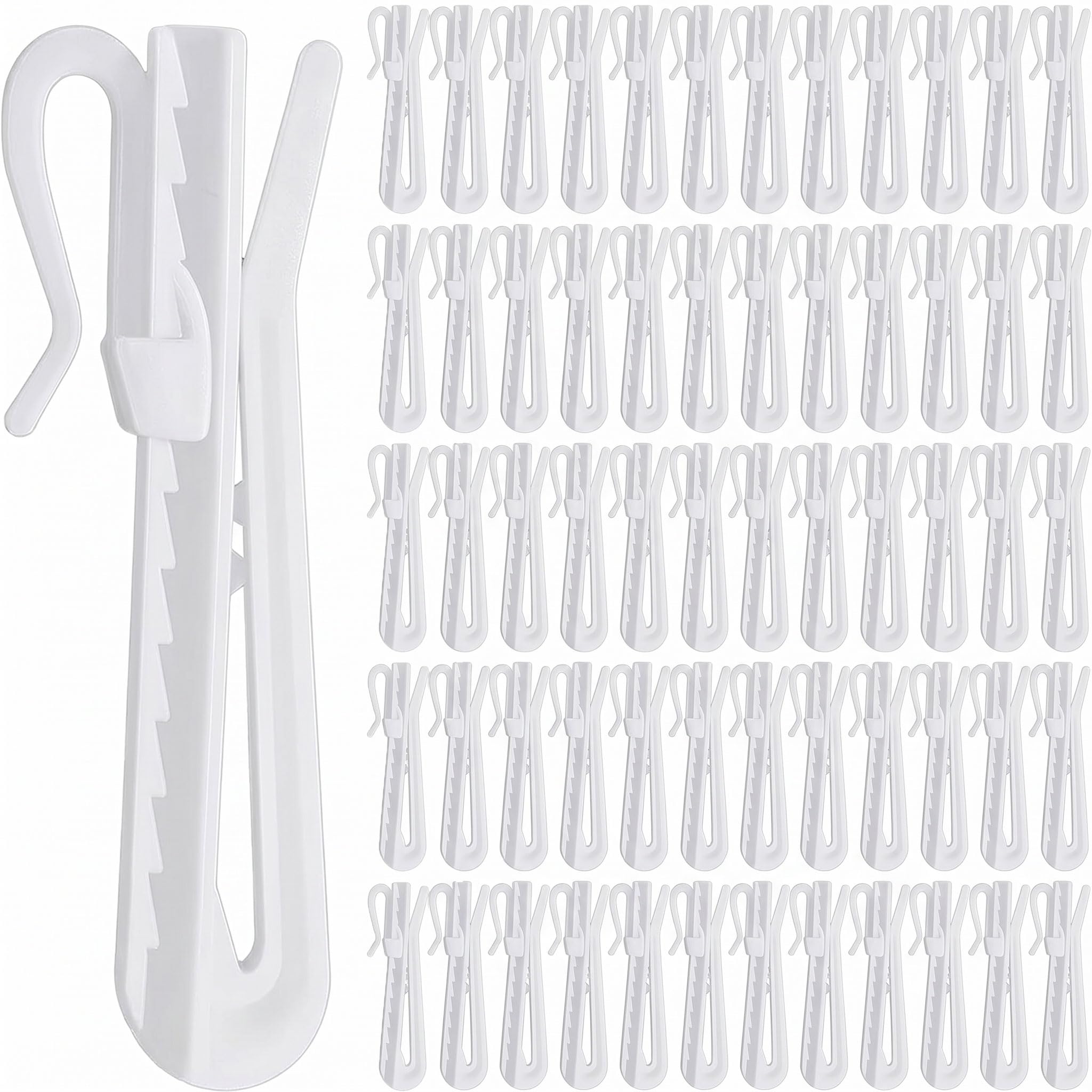 FunWorth 60 Pcs Pinch Pleat Curtain Hooks, Adjustable Drapery Pins
