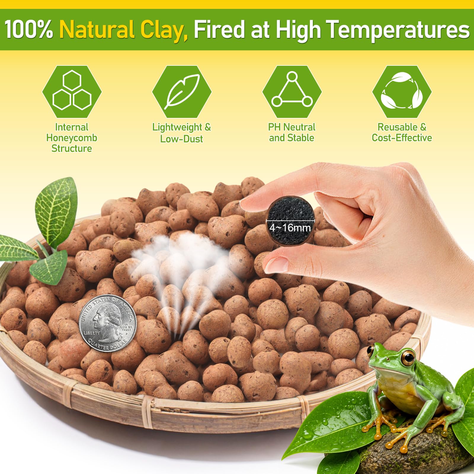 Riare Bolas de arcilla expandidas de 6 libras, sustrato de terrario para reptiles – 100% orgánico ligero arcilla guijarros sustrato ranas falso sustrato inferior sustrato de terrario bioactivo para