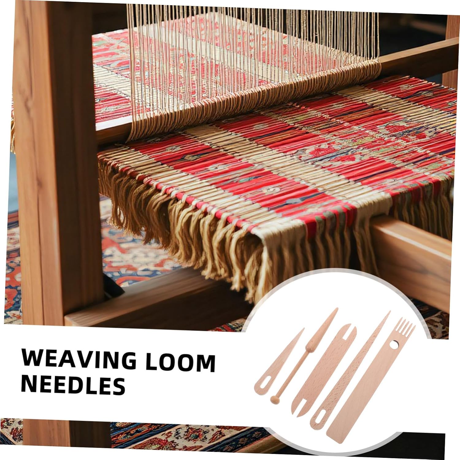 KONTONTY 1set Wooden Weaving Kit Needles Mini Hand Accessories for Tapestry Crafting Portable and Beginner-Friendly Weaving Tools