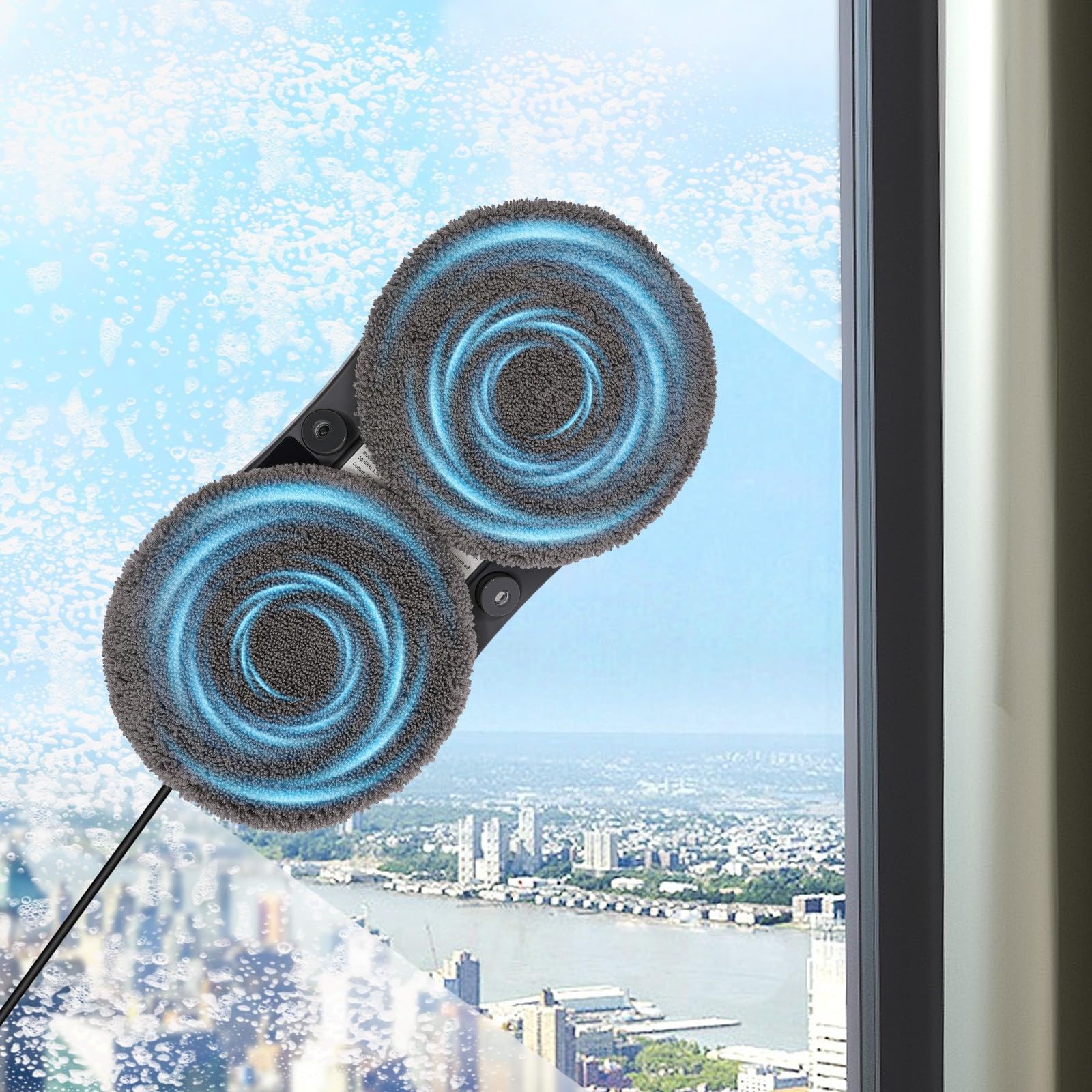 Fensterreiniger Fensterputzer Window Cleaner für Fensterreinigung mit Fernbedienung 2800 Pa Saugkraft und 50ml Wassertank für Glas Fenster und Fensterputzen Set mit 10 Reinigungstüchern