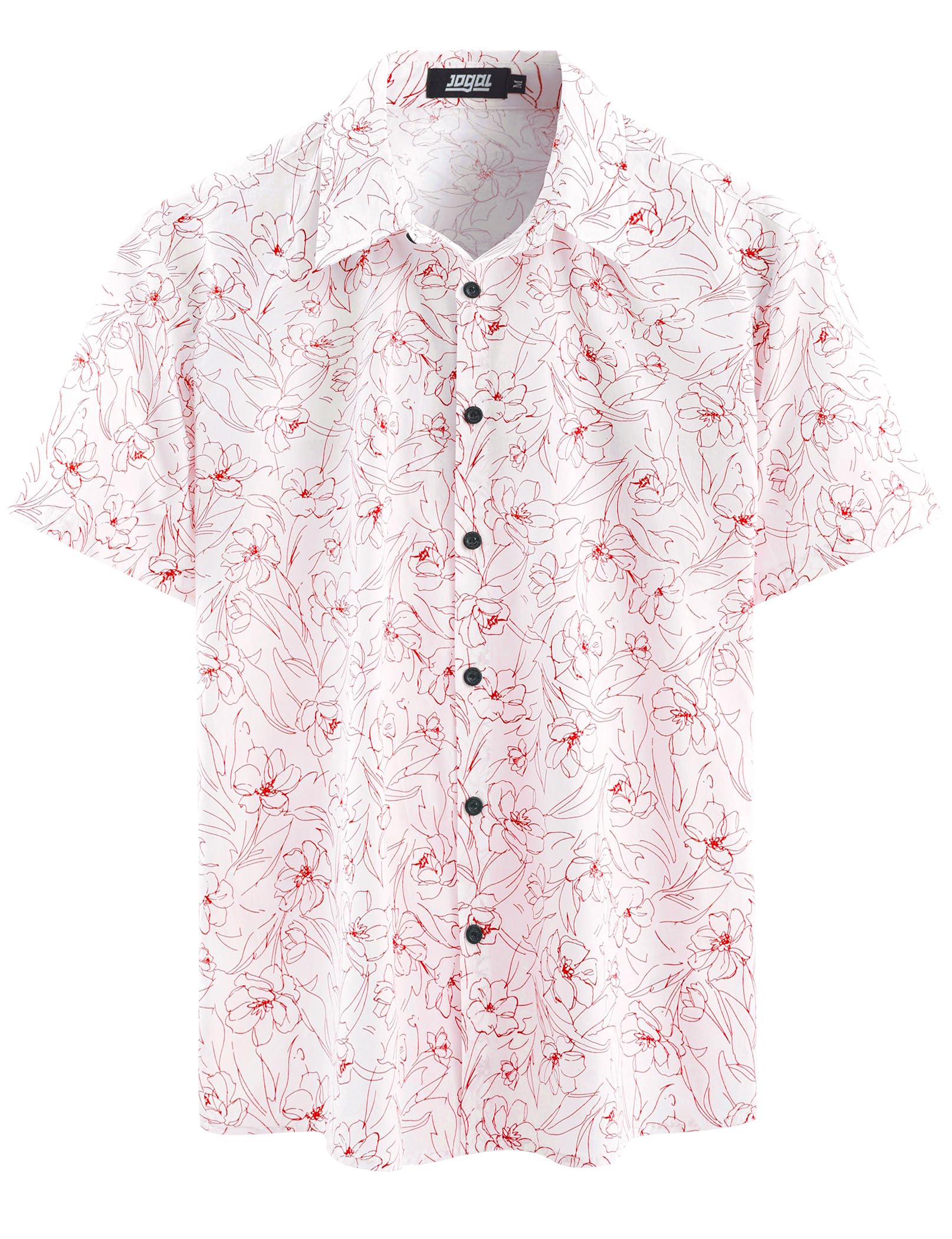 JOGAL Chemise hawaïenne en coton à manches courtes pour hommes