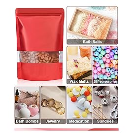 FireKylin 100 Pack Smell Proof Bags 5.9 x 8.6, Resealable Bags with Matte Window, Foil Pouch Stand Up Sealable Bags for PackagingRed