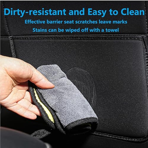 Miniatura 4 de ANTETOKO Tesla Model 3YSX Protector de Respaldo de Asiento de Cuero, Alfombrillas Traseras Resistentes al Desgaste con Bolsillo Organizador