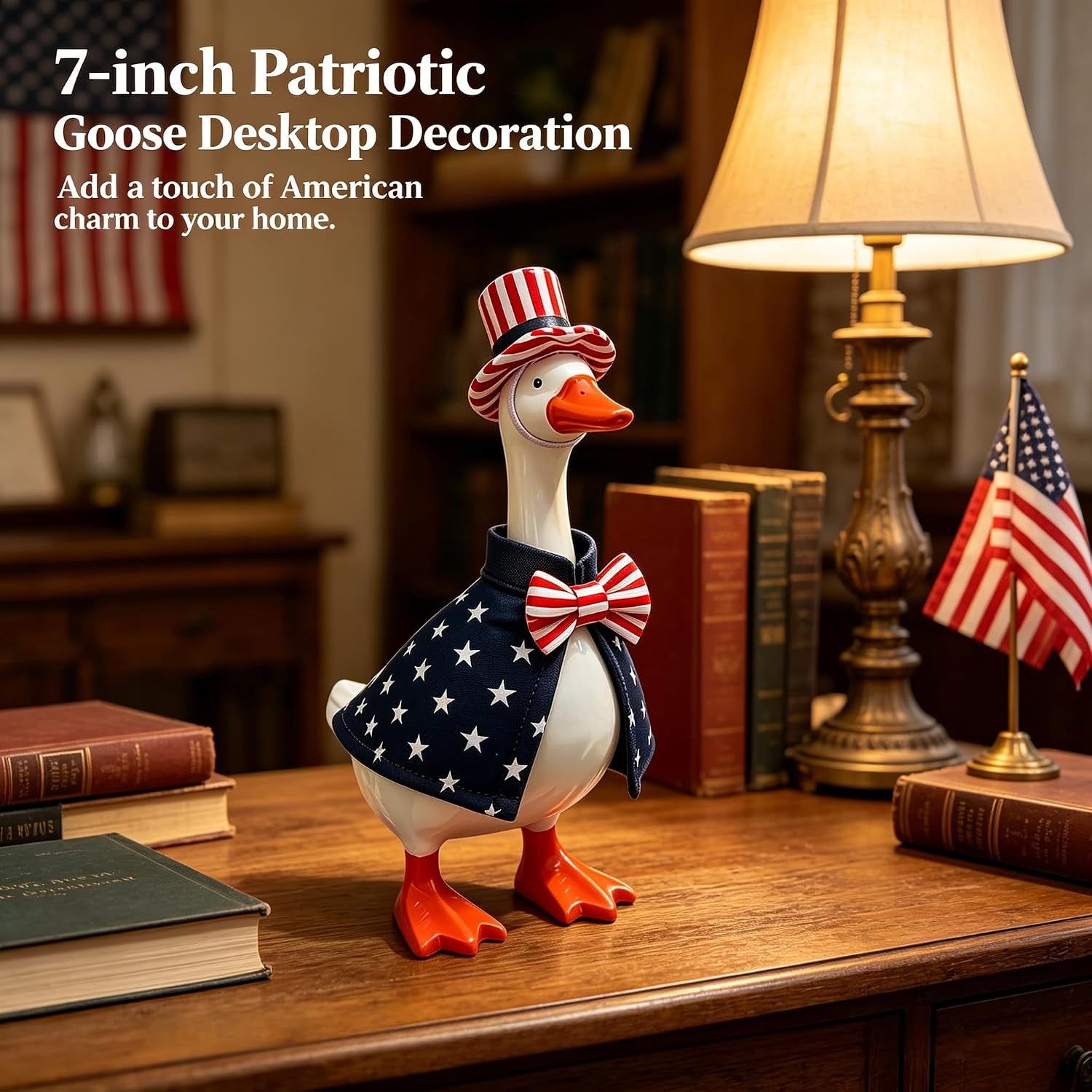 7 Inch Desktop Goose Outfit - Patriotic 4th of July Desk Goose Costume, Independence Day Clothes for 7" Desktop Magnetic Goose Statue, Memorial Day Summer Holiday Home Office Table Decor Accessories