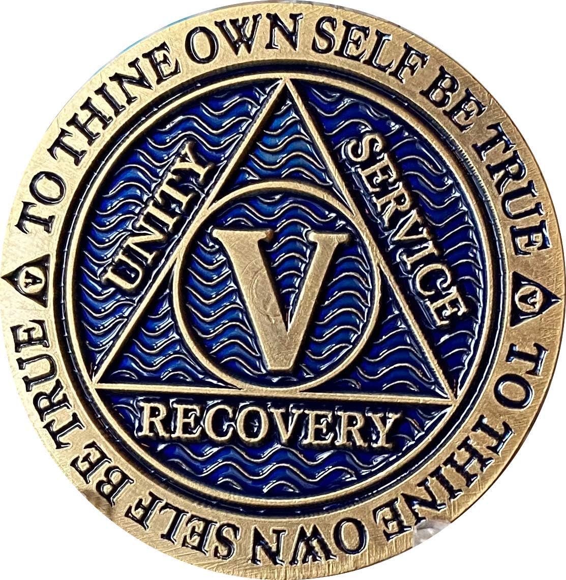 5 Year AA Medallion Reflex Antique and Blue Color Bronze Chip