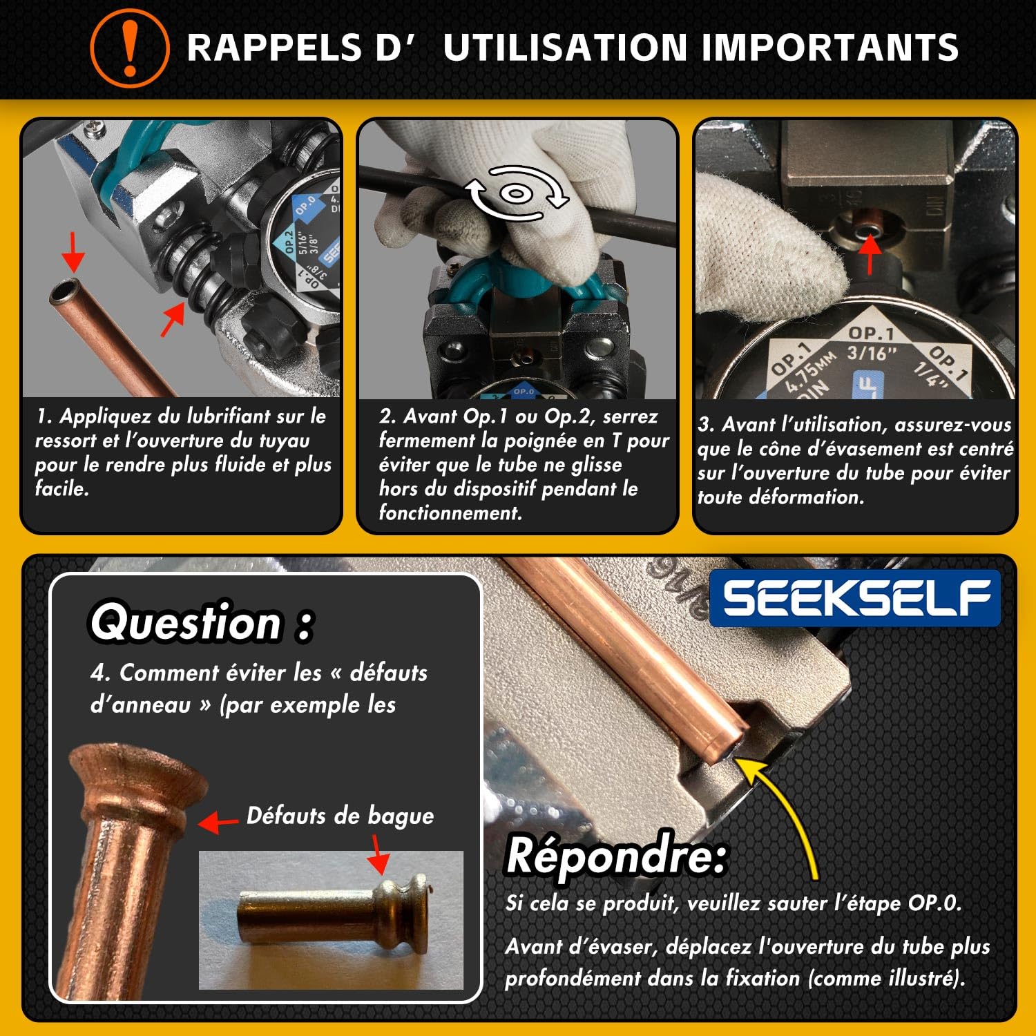Kit d'Outils d'Evasement de Tuyau de Frein, 45 Degrés Évasements Simples, Doubles et à Bulles pour Tuyaux de 3/16, 1/4, 5/16, 3/8 Pouces (4,75mm 6,35mm 8mm 9,5mm)