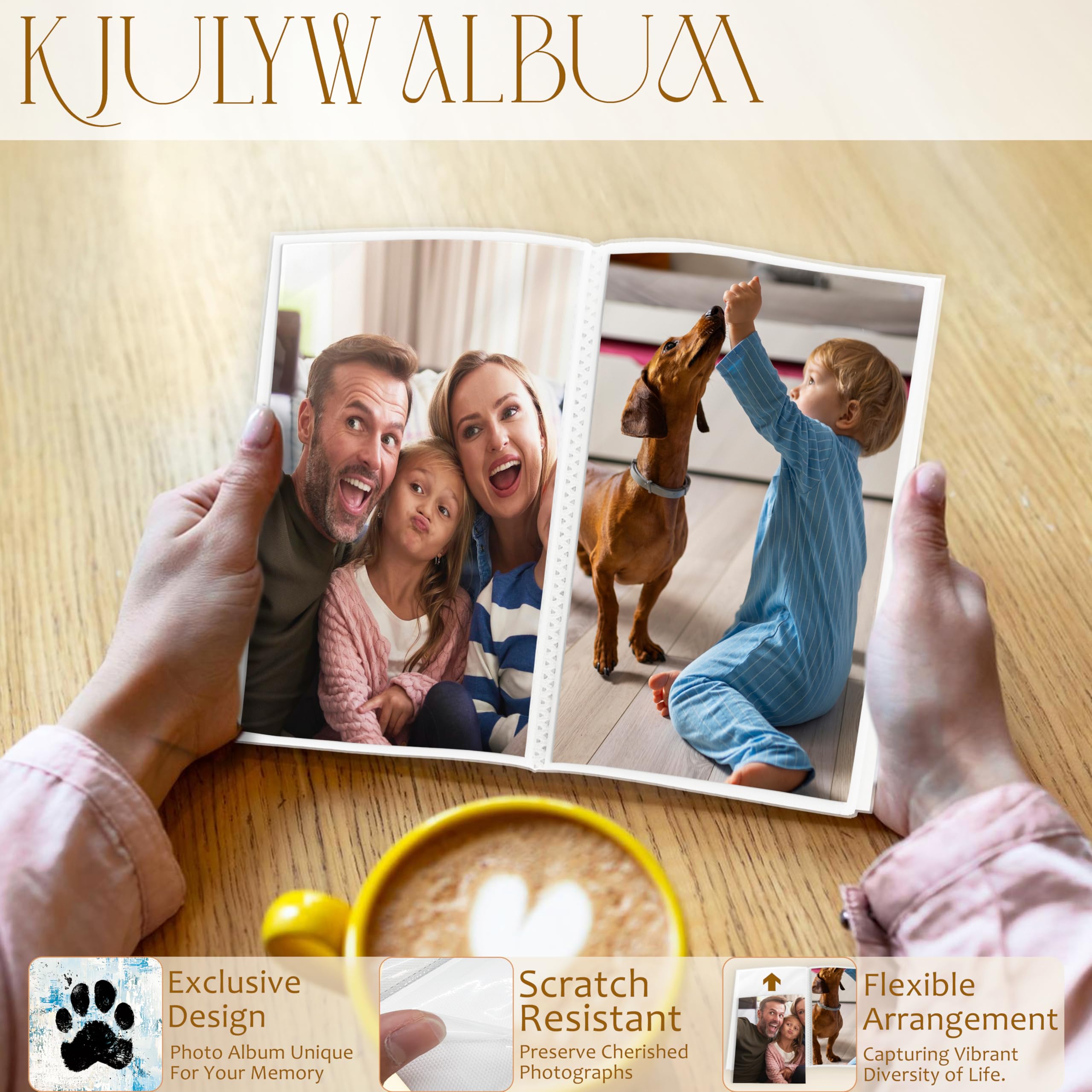 Álbum de fotos de perro de 4 x 6 pulgadas, regalos para amantes de los perros, diseño abstracto azul, pequeño álbum de fotos para 18 bolsillos, con capacidad para 36 fotos, álbum de fotos para