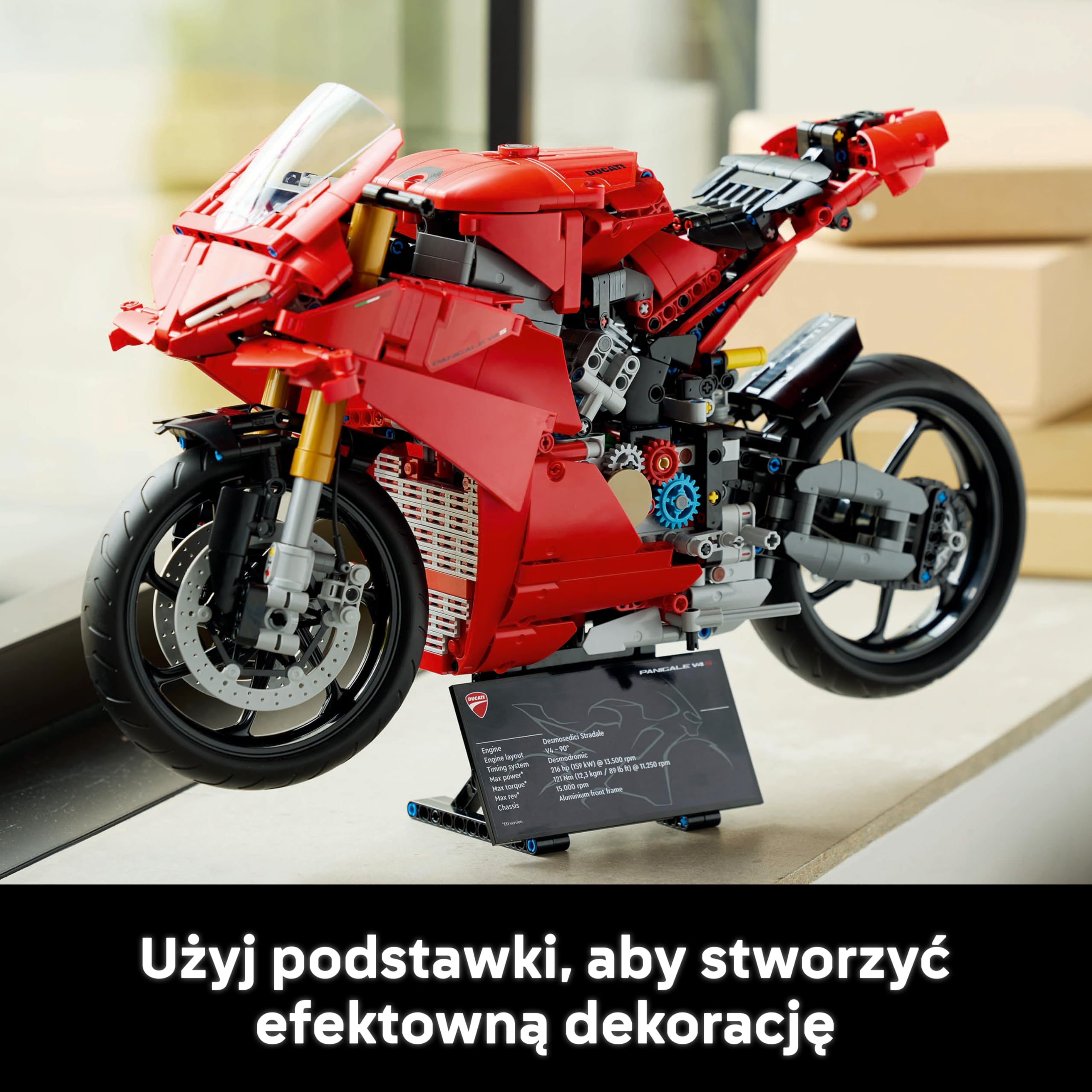 LEGO Technic Motocykl Ducati Panigale V4 S 42202 | Model motocykla, klocki konstrukcyjne Technic dla dorosłych, prezent dla fana motoryzacji, z podstawką, 1604 elementy
