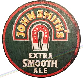 Circle Wooden Signs Mancave Vintage Retro Wood Bar Pub Wall Garden Garage Kitchen Funny Sign Made UK Diameter 19cm JOHN SMITH'S