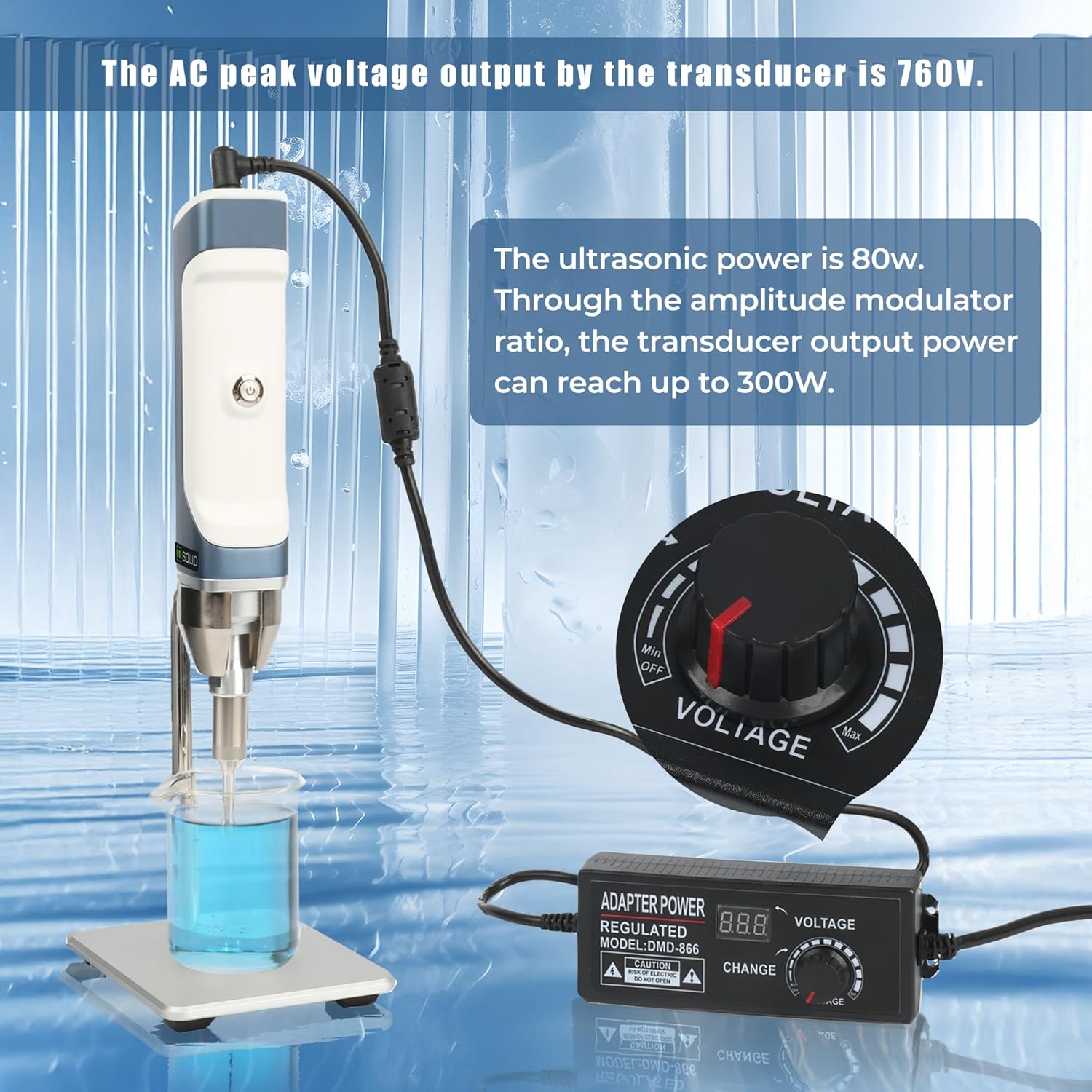 U.S. Solid Handheld Ultrasonic Homogenizer Lab Sonicator Processor Emulsifier Cell Disruptor Mixer with Bracket Carrying Case 100~230V (3mm 0.1~100ml)