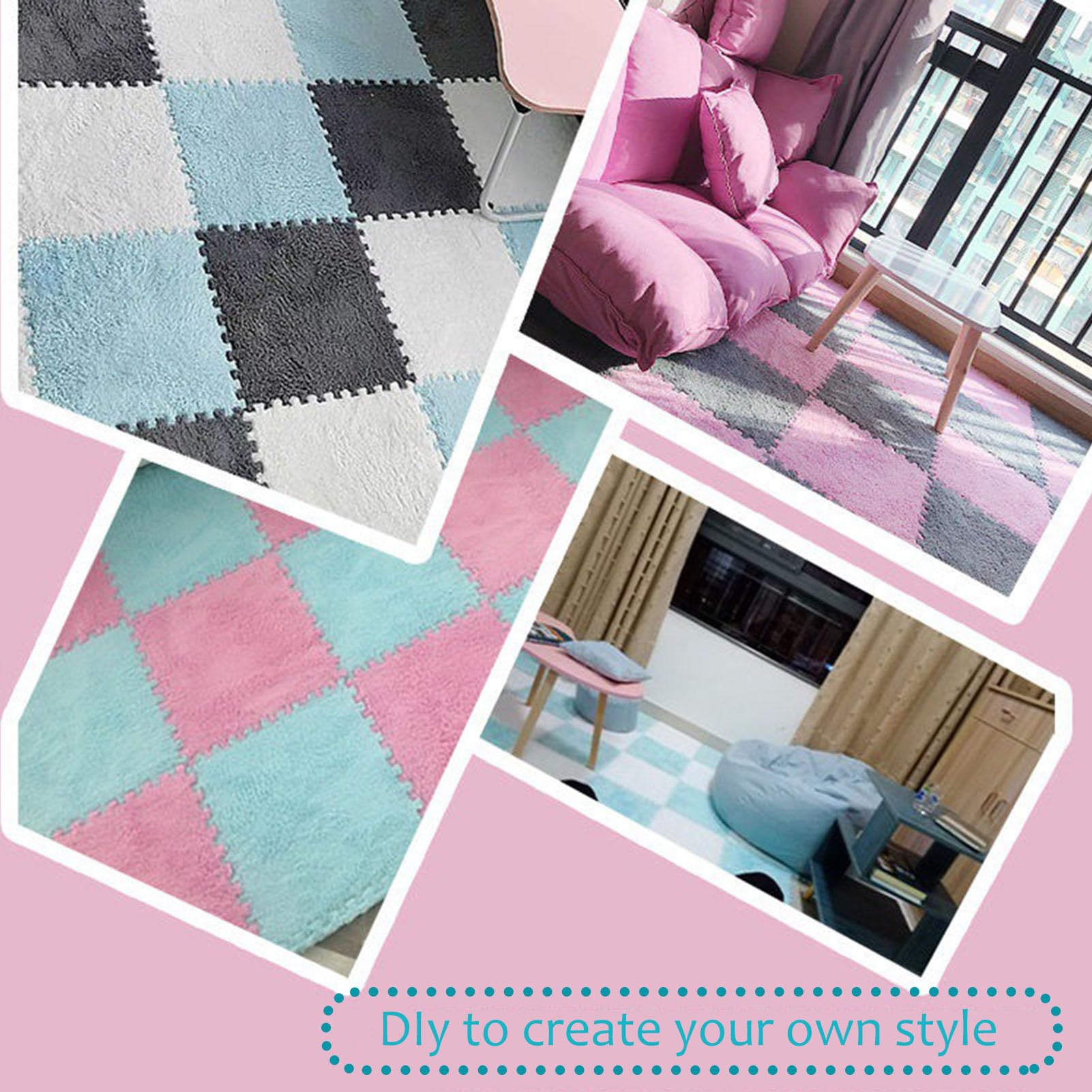 tappetini in schiuma, Confezione da 12 tappetini in schiuma a puzzle ad incastro, multicolore(Gray+white)