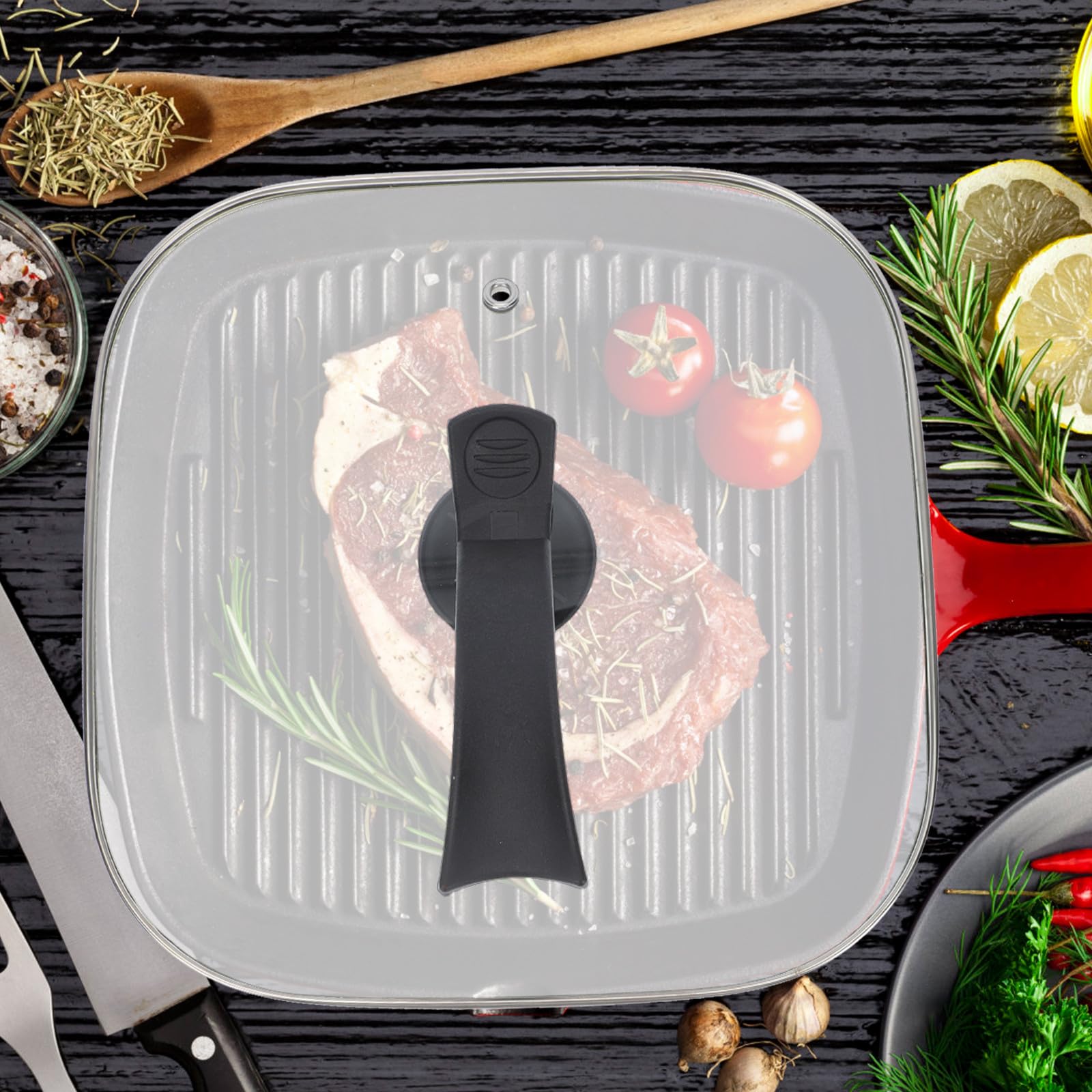 SHINEOFI Couvercle Carré en Verre 30 Cm pour Poêle Électrique Multifonction, Résistant la Chaleur, Accessoire Cuisine Pratique pour Usage Domestique