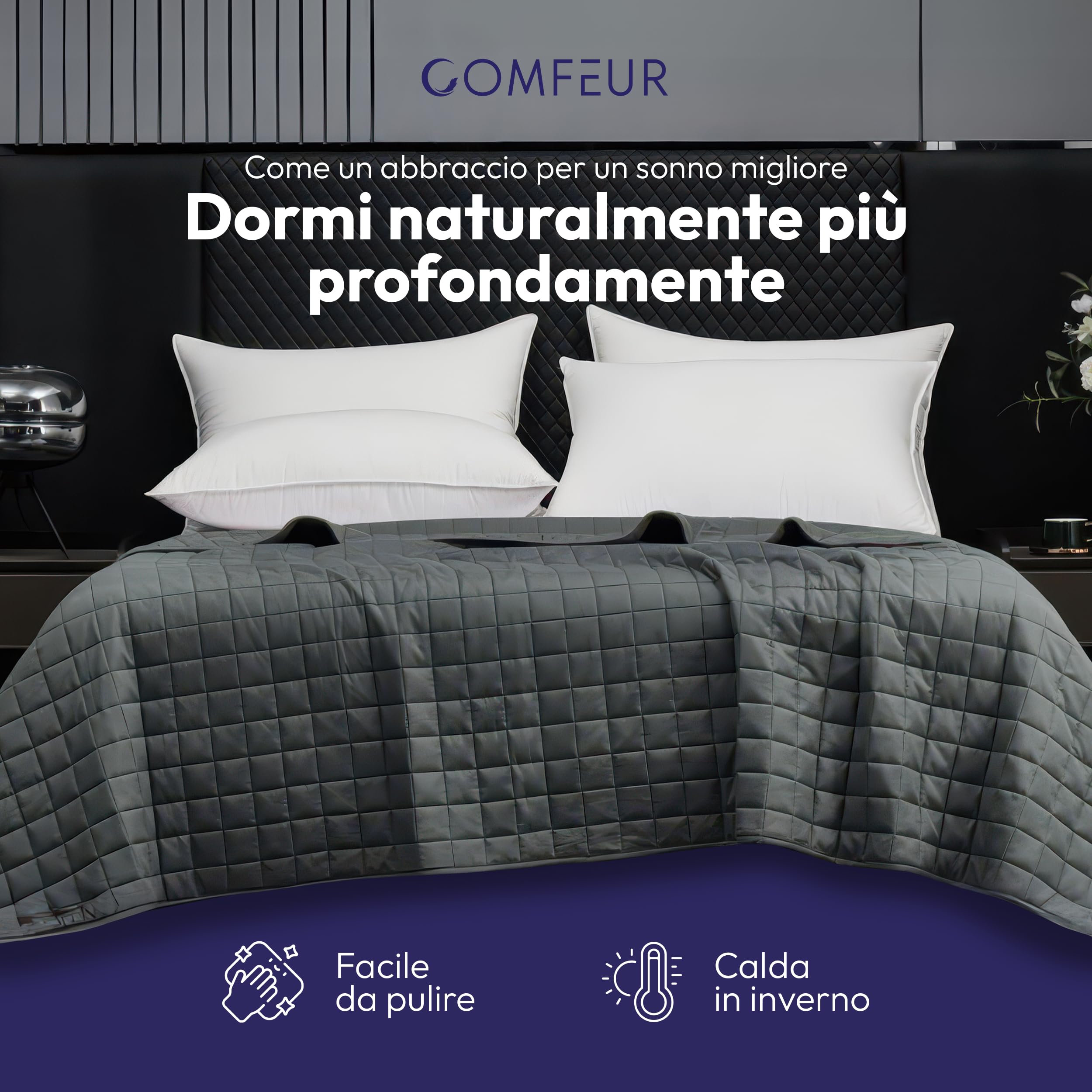 Coperta pesante, 150 x 210 cm, 7 kg, anti-stress, coperta per terapia e pesante coperta per dormire, per dormire profondamente e per un migliore recupero, coperta pesante 100% OEKO-TEX