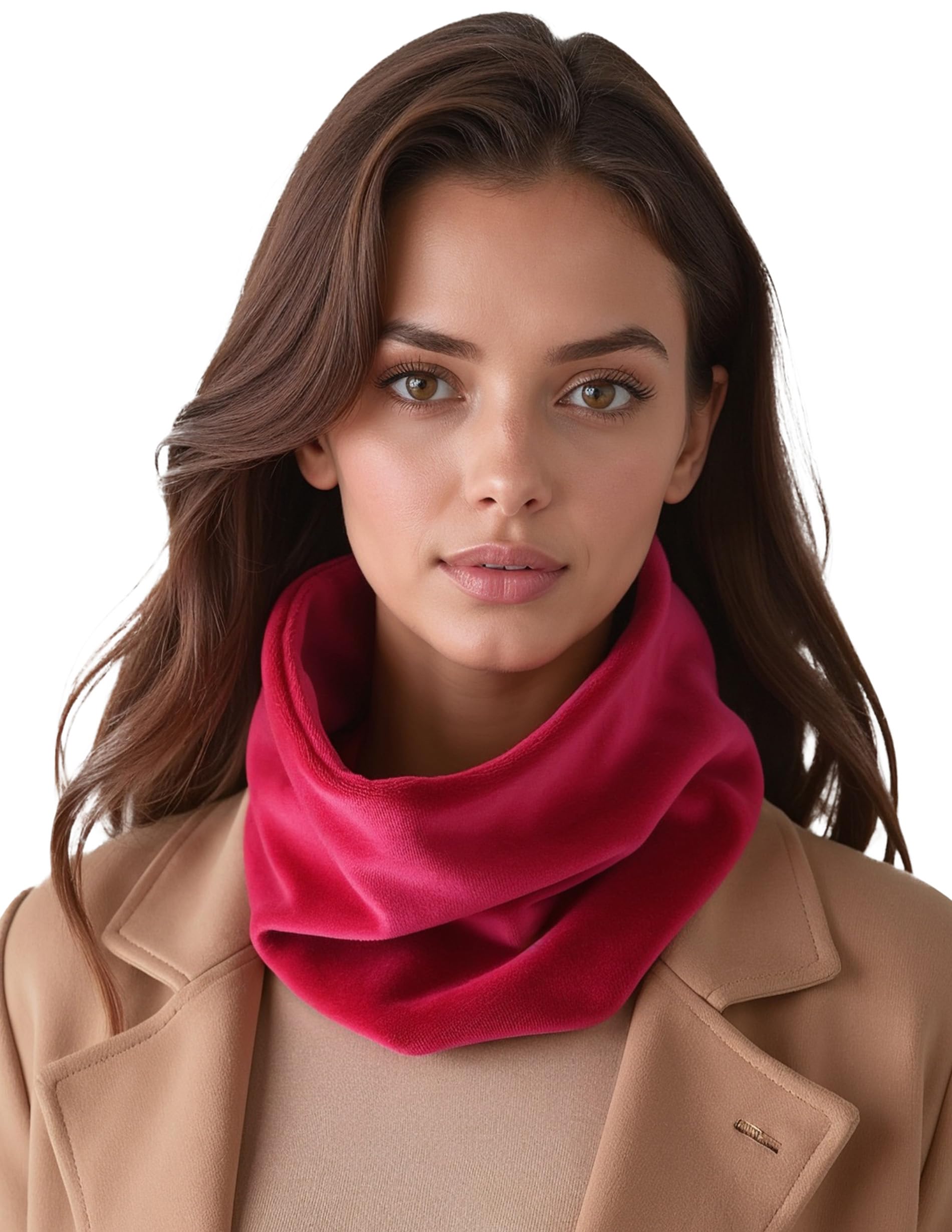 Vivisence Women Winter Snood Scarf Soft Knit Cozy Everyday Warmth For Cold Days, Ruby,UNI