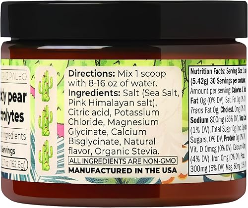 Miniatura 3 de Santa Cruz Paleo Electrolítico en polvo, sabor a tuna y sin azúcar, mezcla de bebida de hidratación con sal rosa del Himalaya, sal marina, glicinato