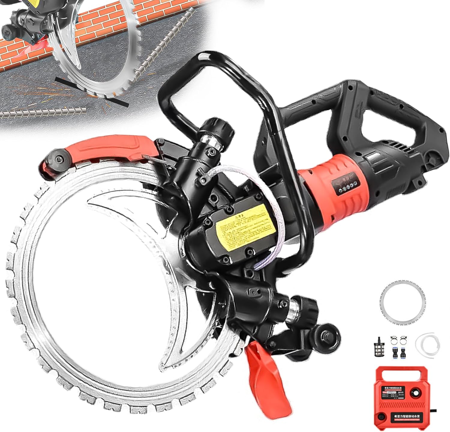 Commercial 16" Electric Concrete Ring Saw with Water Cooling & Dust Control - Diamond Blades for Brick, Granite, Tile, Stone & Wood, Professional Heavy-Duty Masonry Cutting Machine