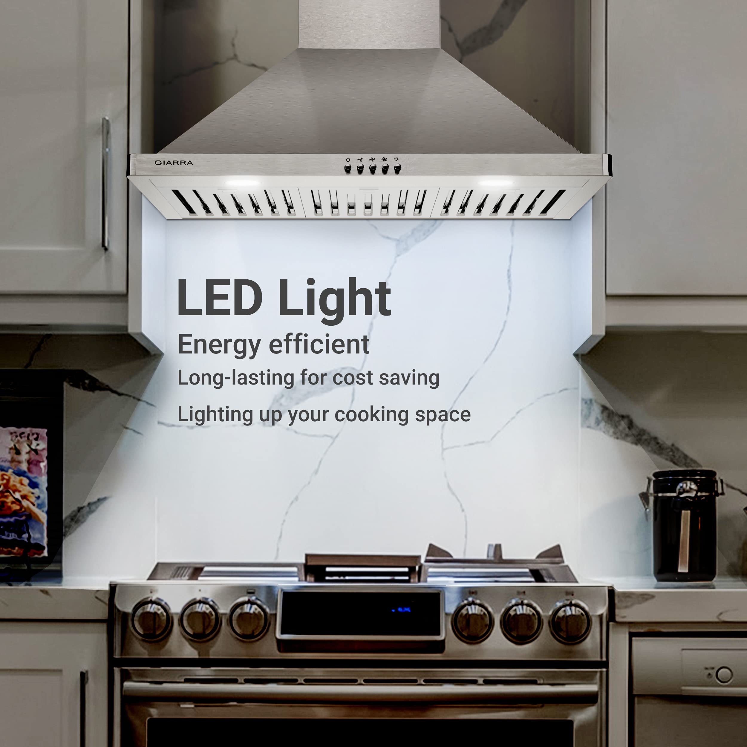 Buy Wall Mount Range Hood 30 inch with 450 CFM Kitchen Vent Hood in