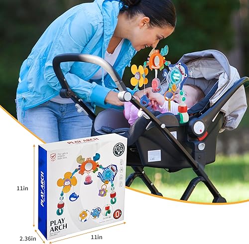 Miniatura 6 de Juguete de arco de cochecito de bebé, juguetes de asiento de automóvil, juguete ajustable con juguetes de actividad sensorial colgantes, se adapta a