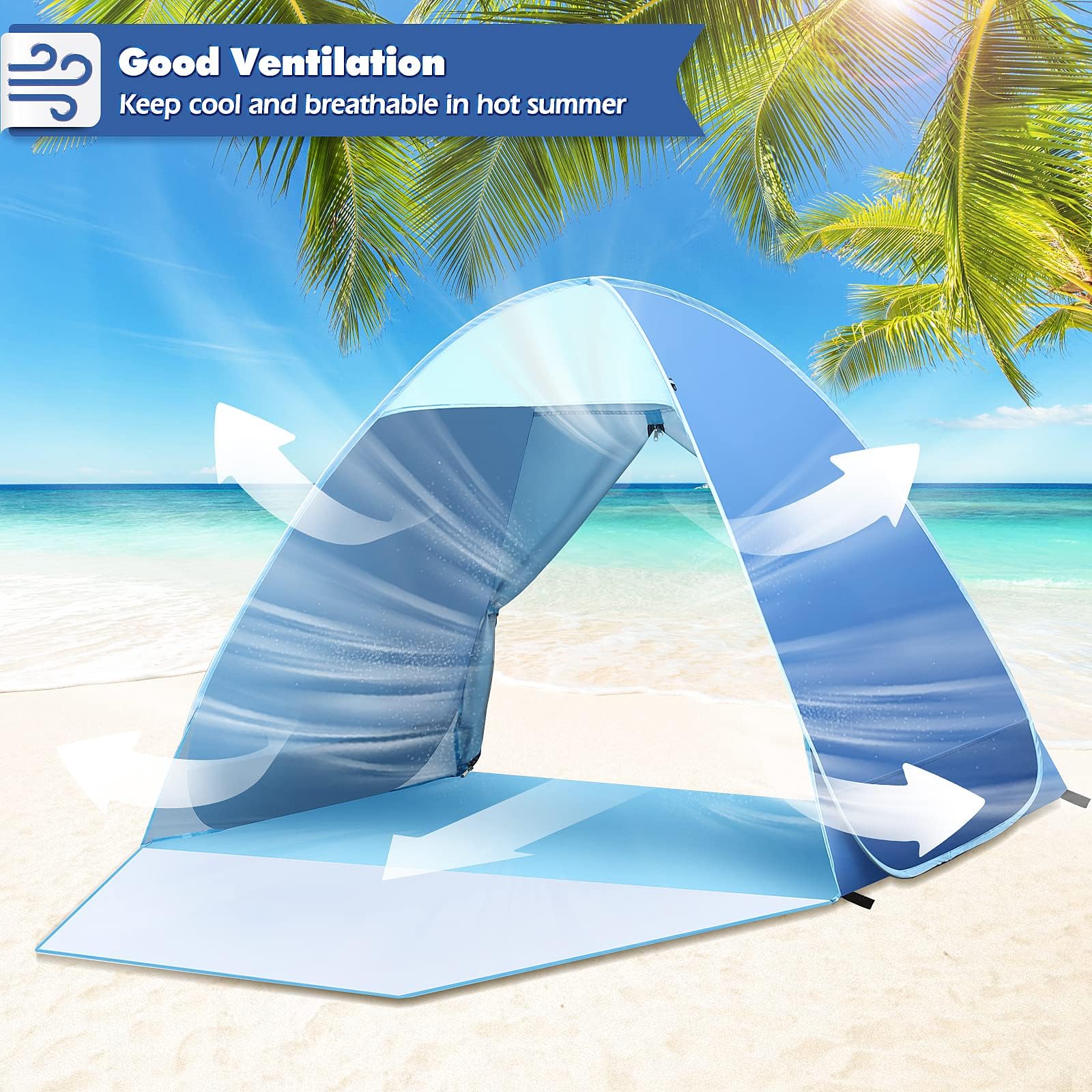 Tenda da Spiaggia Pop-up Portatile UV 50+ per 1-2 Persone, Tenda Mare Spiaggia Portatile Leggera e Compatta per Mare, Giardino, Viaggi Verde