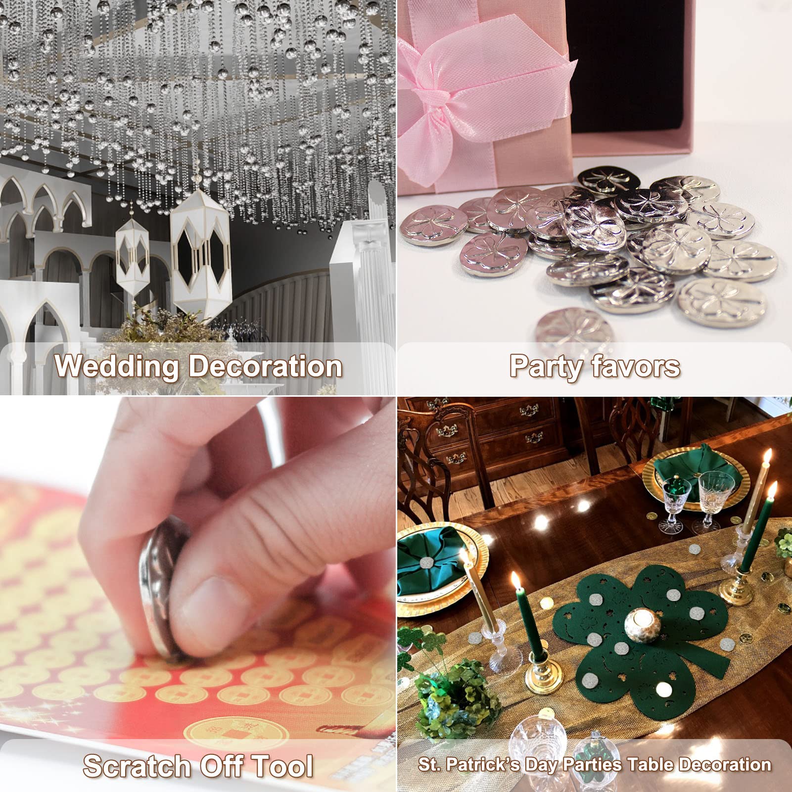 Amazon.co.jp: Gaberic 4つ葉のクローバーポケットコイン 20個 - 両面ラッキーコイン 幸運のチャーム、4つの葉のクローバーコイン、幸運のトークン  スクラッチチケット スクラッチツール(シルバー) : ホビー