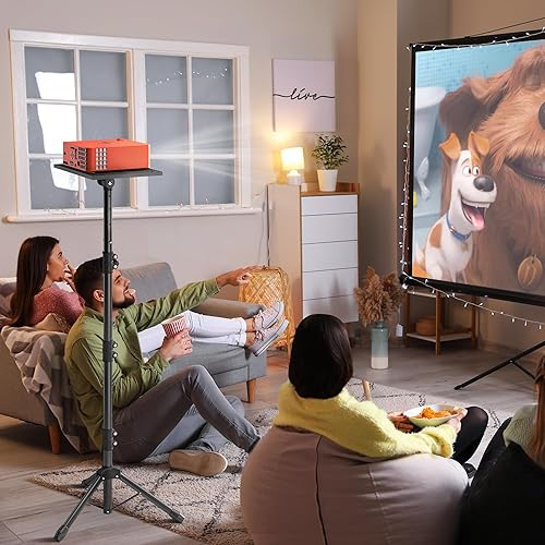 Miniatura 7 de OPKING Trípode ajustable para proyector alto, soporte de trípode para laptop de 22 a 62 pulgadas con pestillo de seguridad y soporte para teléfono