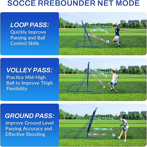 Miniatura 3 de FAHKNS Tres modos de portería de fútbol (6 x 4 pies), red de objetivo y red de rebote, entrenamiento de precisión, resistente al desgarro,