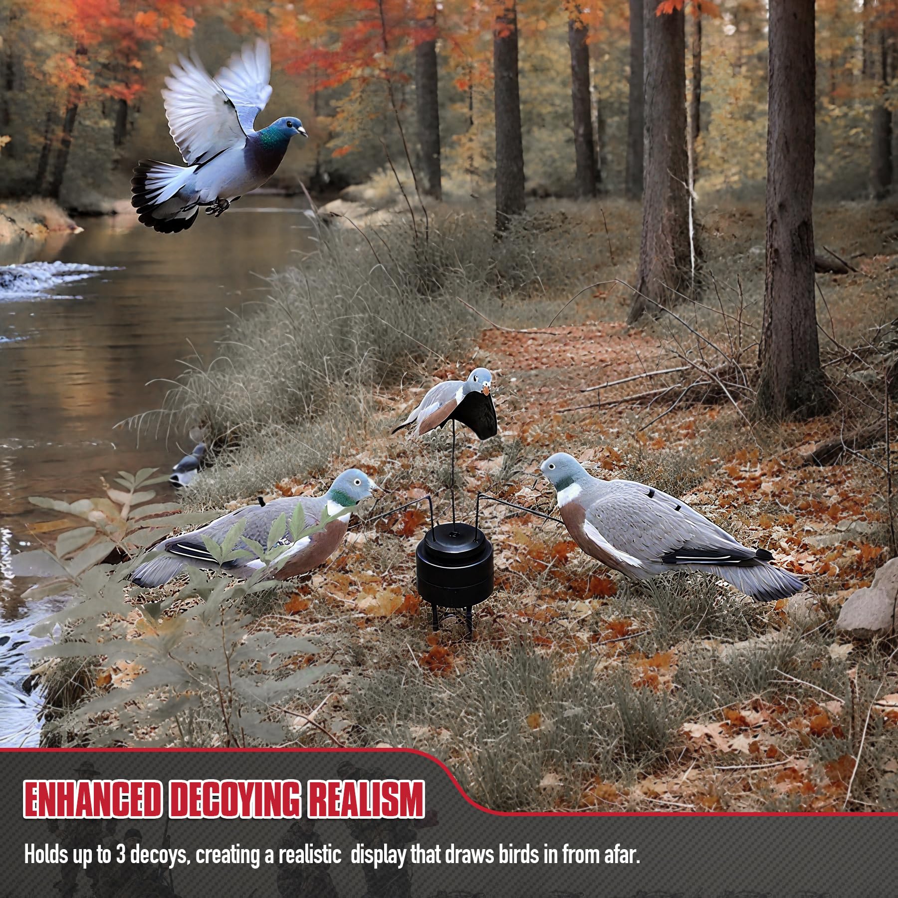 VicBre Palomas rotativas para cebo con capacidad para 3 cebos para palomas, palomas, patos y accesorios de caza al aire libre