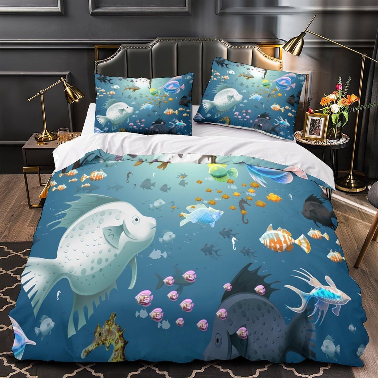 Parure de lit 3D Tyrannosaure housse de couette king size 220x240cm microfibre confortable