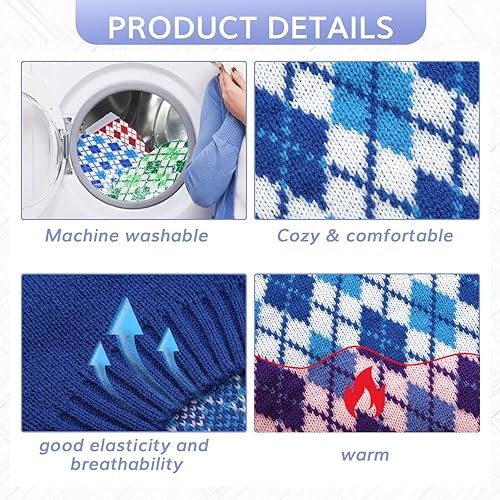 Miniatura 4 de Kuoser Suéter a cuadros para perro, ropa cálida, diseño de retazos, ropa de punto para mascotas, abrigo clásico para cachorros, sudaderas para clima