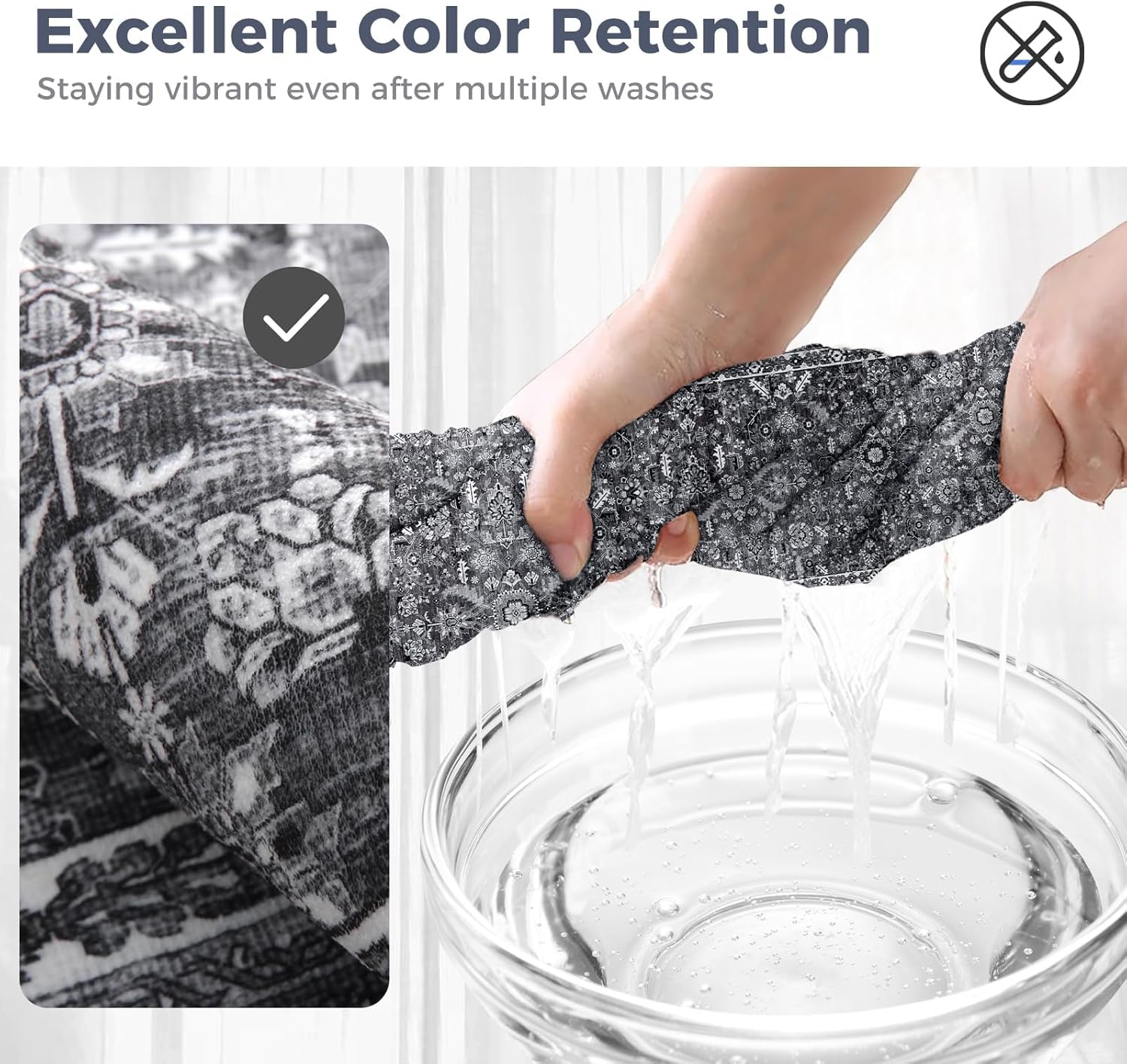 OPPODREAM Thin Vintage Black Area Rugs 5x7, 5 x 7 Retro Washable Rug Non Slip, Low-Pile Faux Wool Carpet, Distressed Floor Mat for Living Room, Bedroom, Kitchen, Office, Dorm, Dinning Room - Image 6