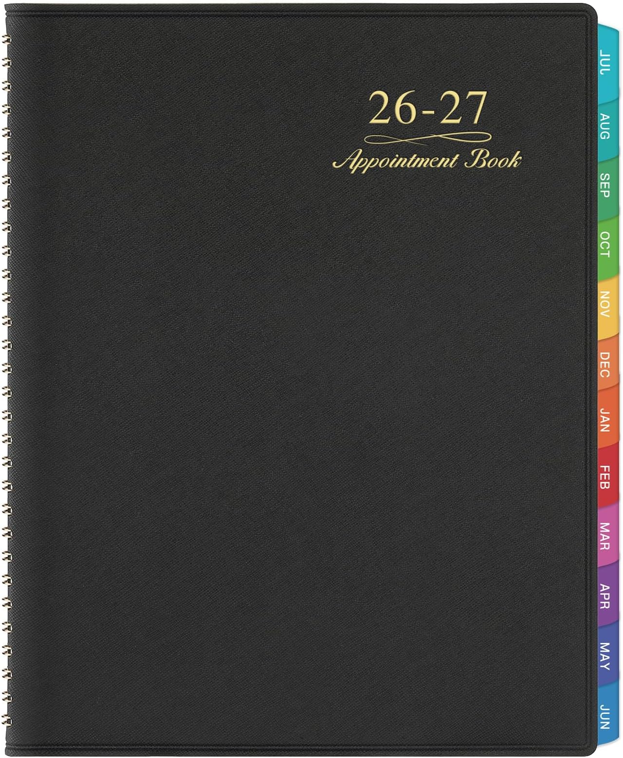 Appointment Book/Planner 2026-2027 - Weekly Appointment Book 2026-2027, July 2026 - June 2027, Daily/Hourly Planner with Tabs, 15 Minutes, 8.26" x 11.4", Wirebound - Black