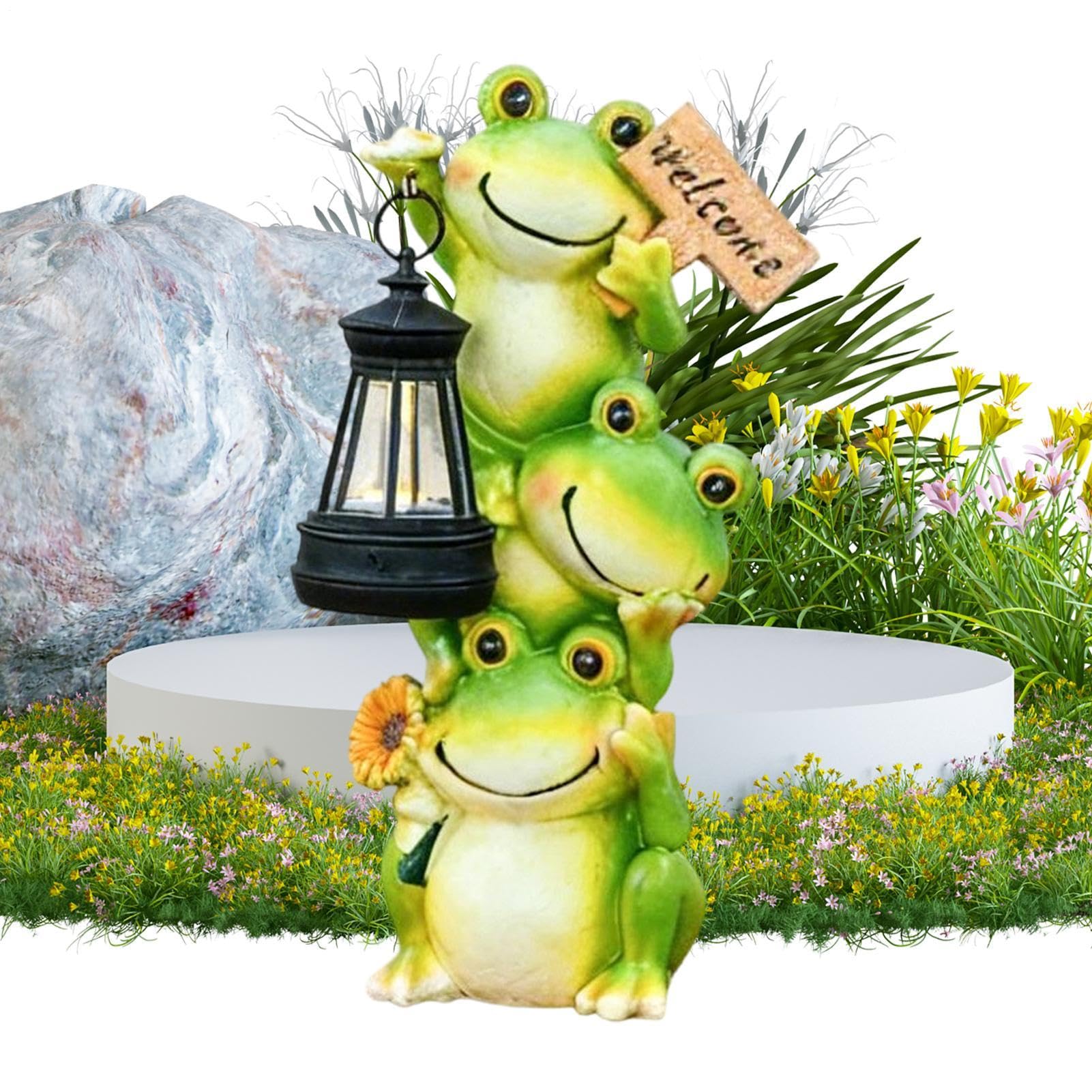 Lampe solaire grenouille jardin et lanterne étanche pour chemin de cour décorative
