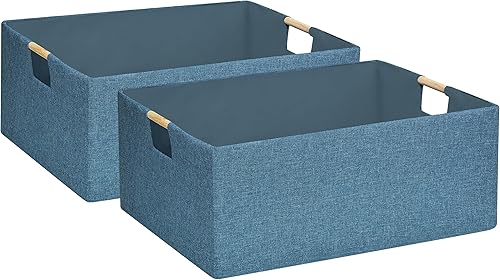 Miniatura 11 de Contenedor de almacenamiento para estantes, cestas rectangulares de armario, caja plegable con asas, contenedores de almacenamiento grises, cajas de