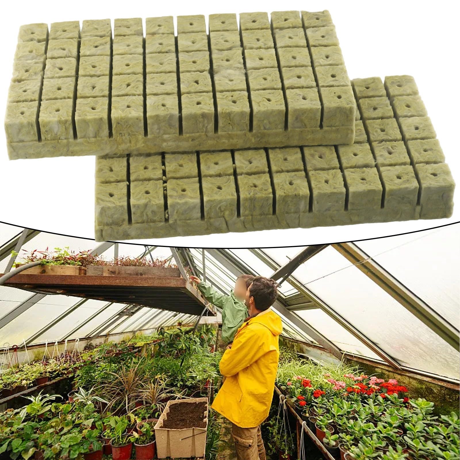 Cubos de lana de roca, cubo de cultivo sin suelo medio para cultivo, para esquejes, clonación, propagación, crecimiento vigoroso (100 piezas)