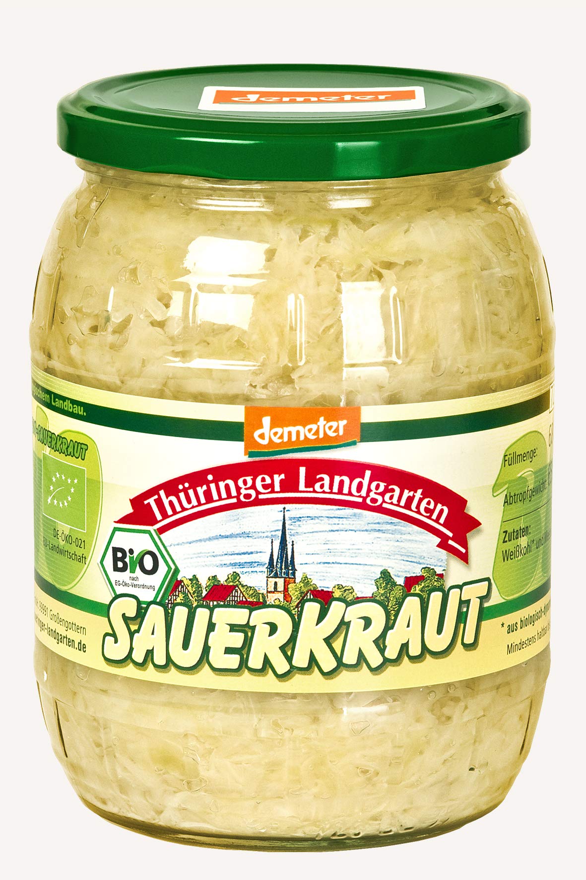 Thüringer Landgarten Sauerkraut im Glas, demeter,12x680g